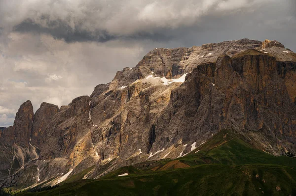 Alpine landscape walking from Passo San Pellegrino to Fuciade refuge, North Italy