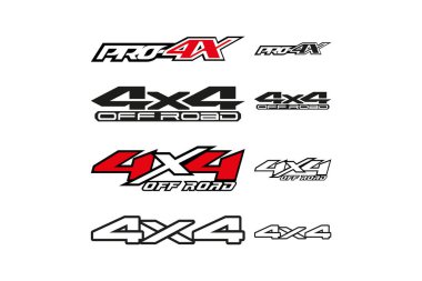 4 paket 4x4 logo, kamyonlar, arabalar ve tüm arazi araçları için, vinil kesim için ideal.