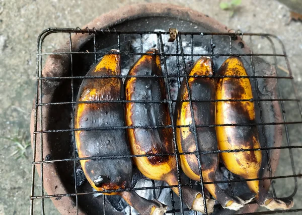 The bananas were burnt and started to burn