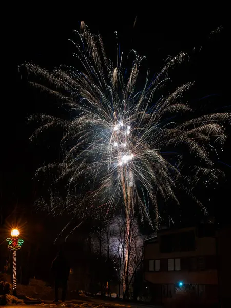 Gece şehrinde havai fişekler