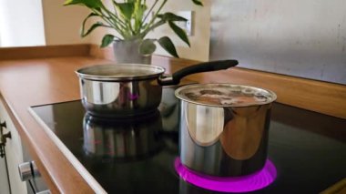 Tesislerle Cozy Kitchen 'da Modern Enerji Verimli Elektrikli Fırın Üzerine Lezzetli Yemekler Pişiriyorum. Günlük yaşamın bir parçası olarak elektrikli ocakta ev yapımı sağlıklı yemekler pişirmek.