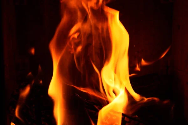 Огонь Пламя Черном Фоне — стоковое фото