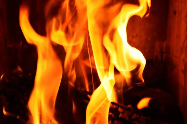 Fuego Ardiente Chimenea — Foto de Stock