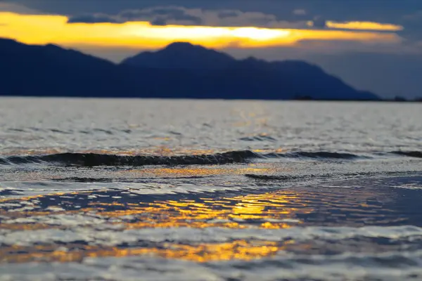 stock image beautiful landscape of lake in the evening