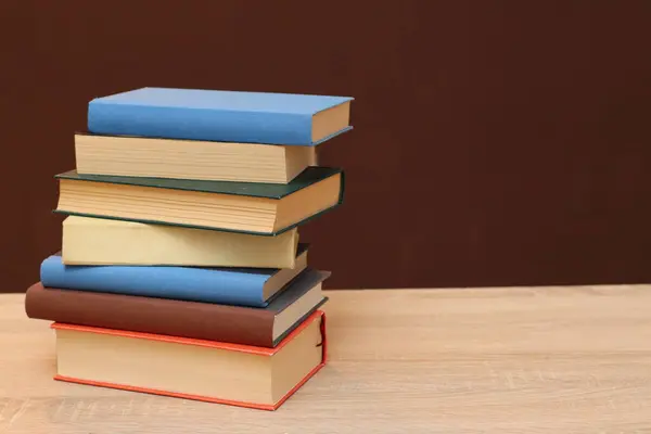 Stack Books Wooden Table — Stock Photo, Image