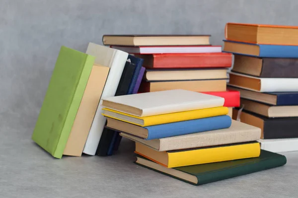 Stack Books Wooden Table Top View — Stockfoto