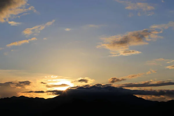 Blue sky with white clouds in sunset