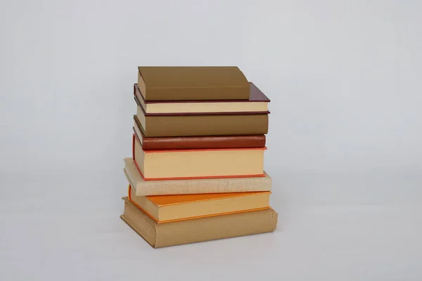 Pila Libros Estanterías Biblioteca Primer Plano — Foto de Stock