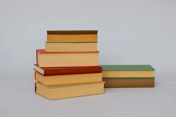 Pila Libros Estanterías Biblioteca Primer Plano —  Fotos de Stock