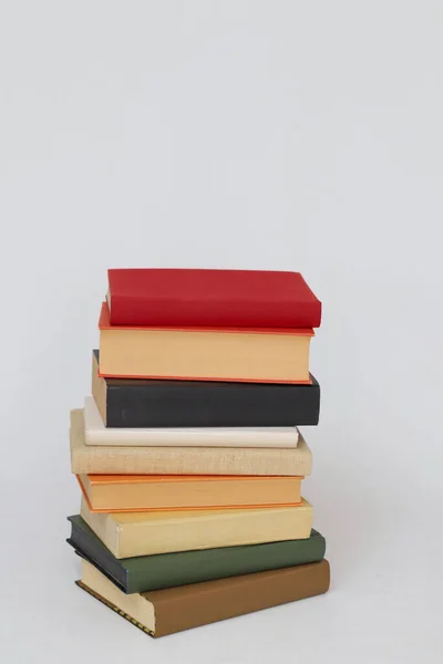 Pile Colorful Books White Background — Stock Photo, Image