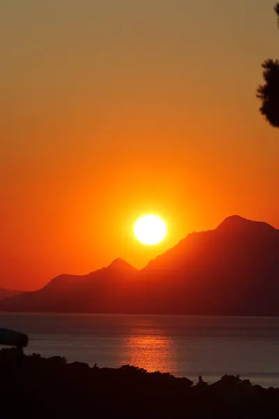 Magnifique Coucher Soleil Sur Île Crète Grèce — Photo