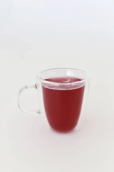 Červený Čaj Průhledném Skleněném Kelímku — Stock fotografie