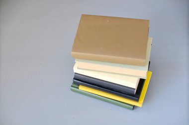 Ofiste yığınla kitap var.