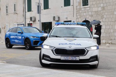 Makarska, Hırvatistan, 28.09.2023 Hırvat polisi sokakta