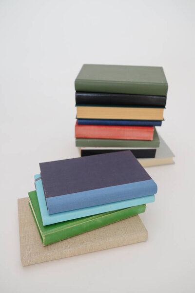 colorful wooden and white books