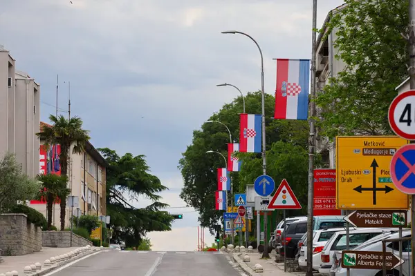 Vrgorac Croatia 2024 Croatian Flags National Holiday Emphasis Croatian Symbols — Stock Photo, Image