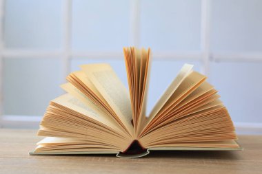 Işık masasında bir yığın kitap.