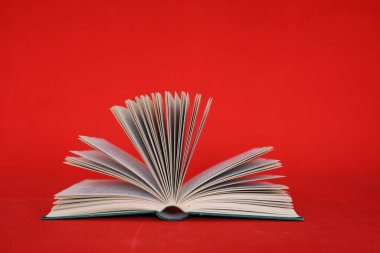 Beyaz arkaplanda kırmızı kitap.