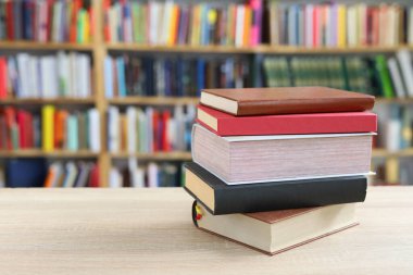 stack of book in library