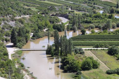 Ormandaki nehrin havadan görünüşü