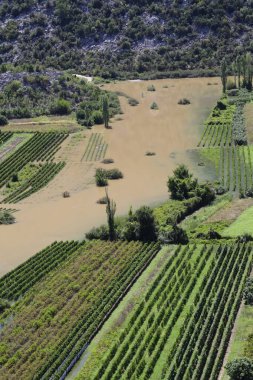 Dağlardaki gölün havadan görünüşü