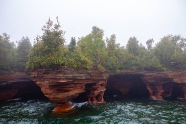 Havari adalarındaki Şeytanlar Adası, Kuzey Wisconsin 'deki Superior Gölü, yatay