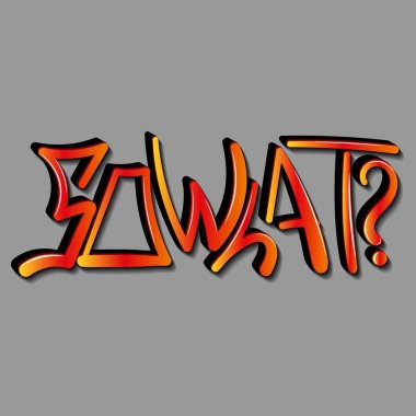 Ne olmuş yani? Eğim ve gölge ile vektör el harfleri. Tişörtlere, kazaklara, çantalara baskı yapmak için izole edilmiş ifade