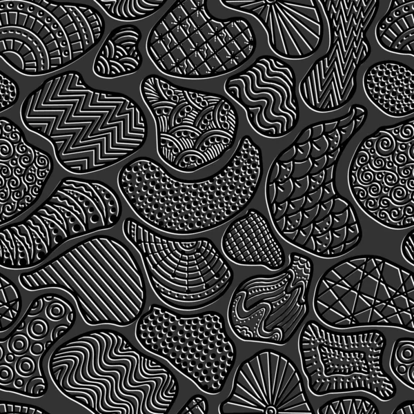 Seamless Abstract Pattern Zentagle Filled Spots Vector Monochrome Wallpaper — Stock Vector
