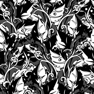 Tek renkli soyut arkaplan deseni. stilize edilmiş yapraklar dikişsiz duvar kağıdı