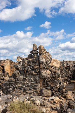 Detail of the ruins of a lime kiln. Lime was export product in the history of the island.  Hornos de cal de la Hondura, Fuerteventura, Canary Islands, Spain.