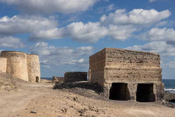 Ruins in a rather good shape of a lime kiln. Lime was export product in the history of the island. Hornos de cal de la Hondura, Fuerteventura, Canary Islands, Spain.