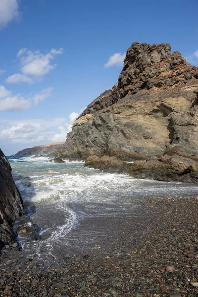 Schönheit Der Dunklen Felsen Mit Ihren Formen Strand Des Atlantiks — Stockfoto