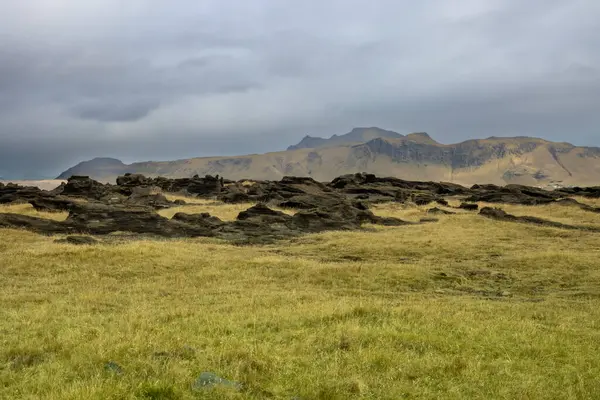 Dramatyczne Dzikie Piękno Gór Spokojne Pastwiska Pokryte Trawą Mchem Porostem — Zdjęcie stockowe