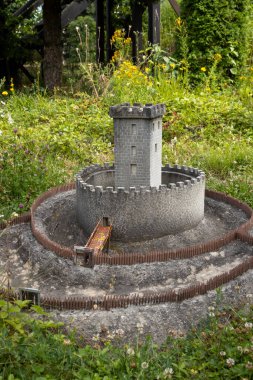 Exact miniature copy of the historical castle Sivetice. Miniatures park where are important slovak sights. Podolie, Slovakia. clipart