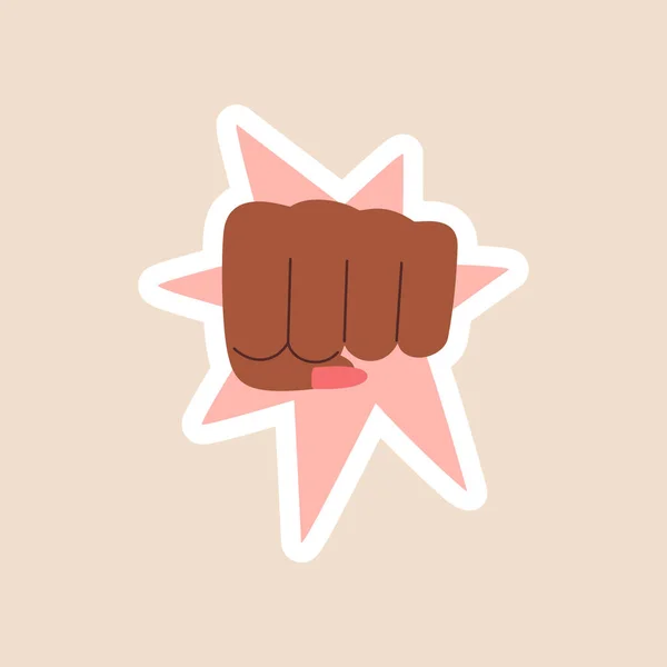 Coup Poing Féminin Sticker Symbole Mouvement Féminisme Pouvoir Des Filles — Image vectorielle