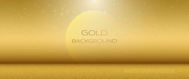 Soyut altın lüks arka plan. Altın parıltılı ışık efektli vektör illüstrasyon sanatı, doku elementi, gradyan renk ve parlak bokeh. Modern grafik tasarımı, pankart şablonu için dekorasyon