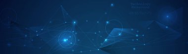 Vektör molekülü. Web sitesi için soyut internet ağ bağlantısı tasarımı. Dijital veri, ağ iletişimi, mavi arkaplandaki noktayla bağlantılı çizgi. Bilim ve teknoloji fütüristik kavram