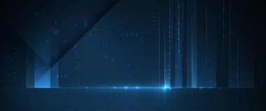 Çizim Soyut Dijital Teknoloji, ışık çizgisi ve mavi siber uzay arka planı. Vektör iletişimi, yenilikçi fütüristik teknoloji, internet ağ sistemine bağlanma, gelecekteki büyük veriler, kavrayış