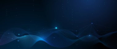 Web sitesi için soyut internet ağ bağlantısı tasarımı. Dijital veri, iletişim, bilim ve gelecekçi kavram. Vektör molekülü, Ağ Bağlı Çizgiler ile noktalar, mavi arkaplan teknolojisi