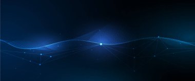 Web sitesi için soyut internet ağ bağlantısı tasarımı. Dijital veri, iletişim, bilim ve gelecekçi kavram. Vektör molekülü, Ağ Bağlı Çizgiler ile noktalar, mavi arkaplan teknolojisi. 