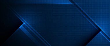 Vektör soyut dijital teknoloji. Mavi arkaplanda ışık, çizgi desenli, boşluk, nokta, geometrik şekil. Şablon için modern grafik tasarımı. Gelecekçi, bilim konsepti