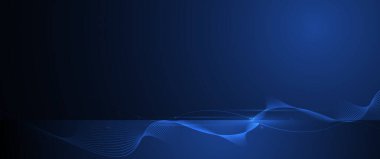 Vektör soyut dinamiği, dalga parçacığı ve nokta. Dinamik ağlı illüstrasyon teknolojisi arka planı, bayrak için akış parçacıkları tasarımı, duvar kağıdı. Fütürist, dijital veri ağı ve bilim konsepti