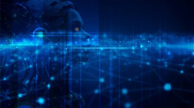 Vektör Soyut Modern Teknoloji Fütürist, Yapay Zeka Konsepti. Siber Büyük Veri, dijital veri, veri iletişimi, yüksek teknoloji geleceğinde yenilik, arka plan için siber uzay tasarımı