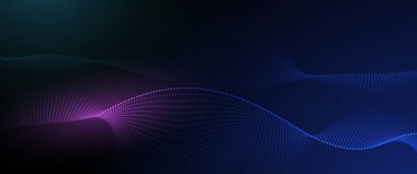 Vektör soyut dinamiği, dalga parçacığı ve nokta. Dinamik ağlı illüstrasyon teknolojisi arka planı, bayrak için akış parçacıkları tasarımı, duvar kağıdı. Yüksek teknoloji, dijital veri ağı ve bilim konsepti