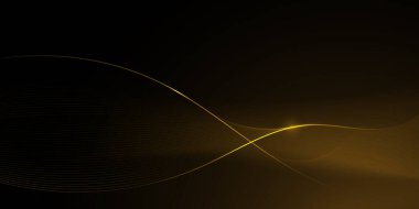 Soyut altın lüks arka plan. Altın ışık efektli, desenli, siyah eğimli vektör illüstrasyon elementi. Modern grafik tasarımı, pankart şablonu veya teknoloji arka planı için dekorasyon