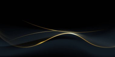 Soyut altın lüks arka plan. Altın ışık efektli, desenli, siyah eğimli vektör illüstrasyon elementi. Modern grafik tasarımı, pankart şablonu veya teknoloji arka planı için dekorasyon