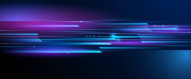 Vektör soyut neon ışığı, uzayla desen çizgisi. Mor, mavi, yeşil ve değişken renk arkaplanı. Pankart için resimli grafik tasarımı, duvar kağıdı arka planı. Enerji dijital teknolojisi konsepti