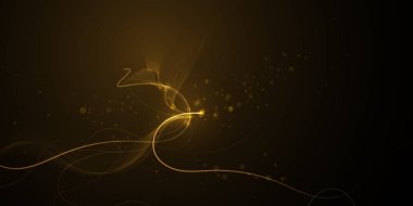 Resmetme vektörü soyut dalga, akış çizgisi, hareket deseni ve altın rengi arka plandaki parçacık noktası. Arka plan için modern fütürist, büyük veri tasarımı. Dijital veri, yüksek teknoloji, teknoloji kavramı