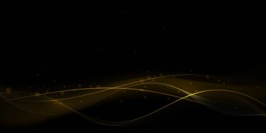 Kavis çizgilerinin vektör soyut hareketi, parlak, ışıltılı efekt. Çizim tasarımı. Parlak altın dalga, dalgalı çizgi deseni. Teknoloji afiş şablonu için element grafik tasarımı, duvar kağıdı arkaplanı