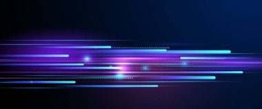 Vektör soyut neon ışığı, uzayla desen çizgisi. Mor, mavi, yeşil ve değişken renk arkaplanı. Pankart için resimli grafik tasarımı, duvar kağıdı arka planı. Enerji dijital teknolojisi konsepti